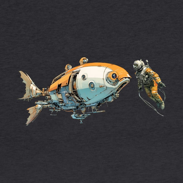 Sci Fi Goldfish with Scuba Diver by DavidLoblaw